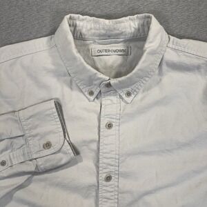 Outerknown Shirt Mens L Gray Organic Cotton Button Down Collared Outdoors EUC